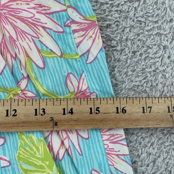 Lilly Pulitzer Strapless Dress‎ Womens 2 Blue Pink Floral Bow Back Sundress Mini - Picture 7 of 10
